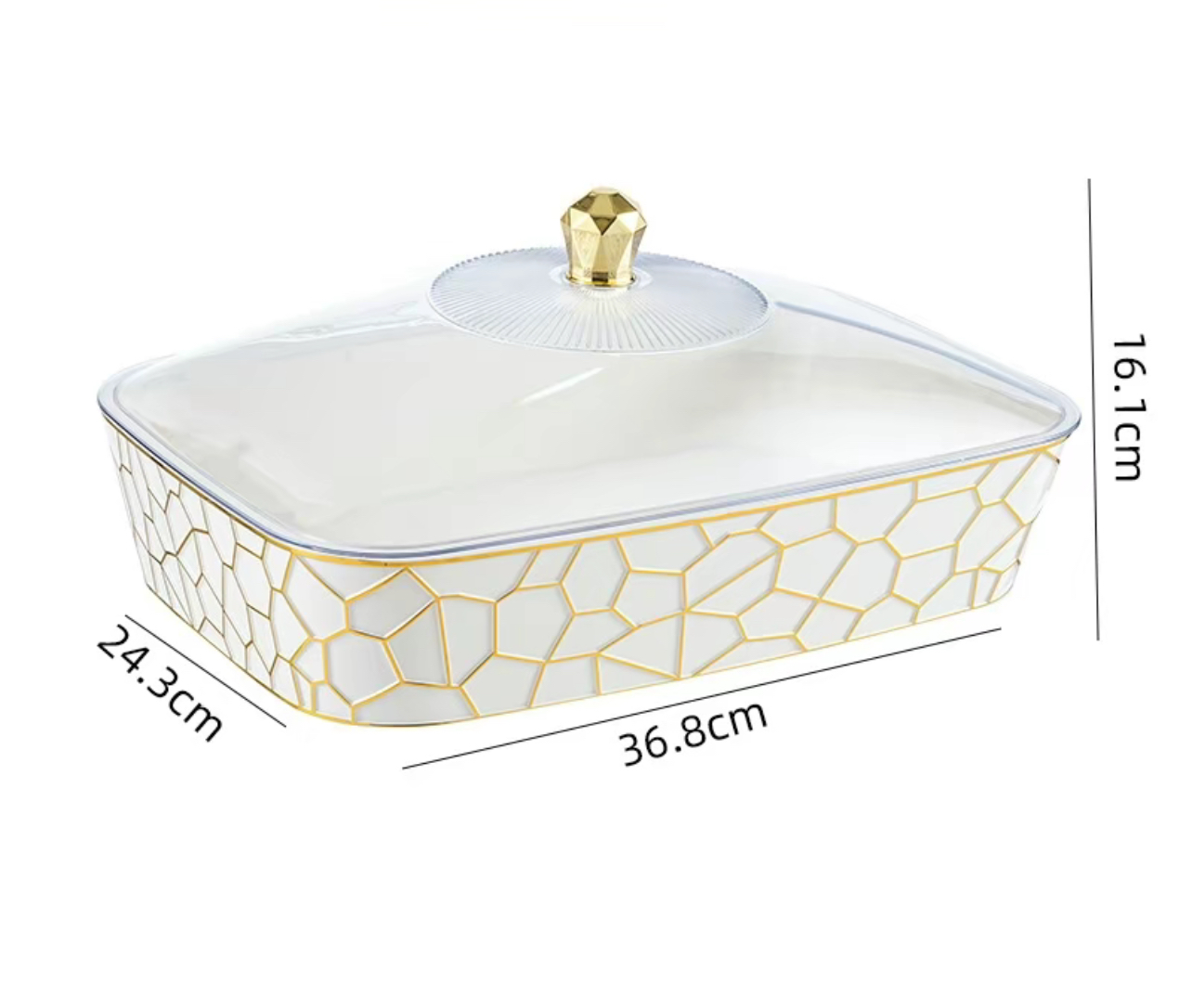 Plastic Golden Dome and Gold Edge Transparent Fruit Plate - Image 5